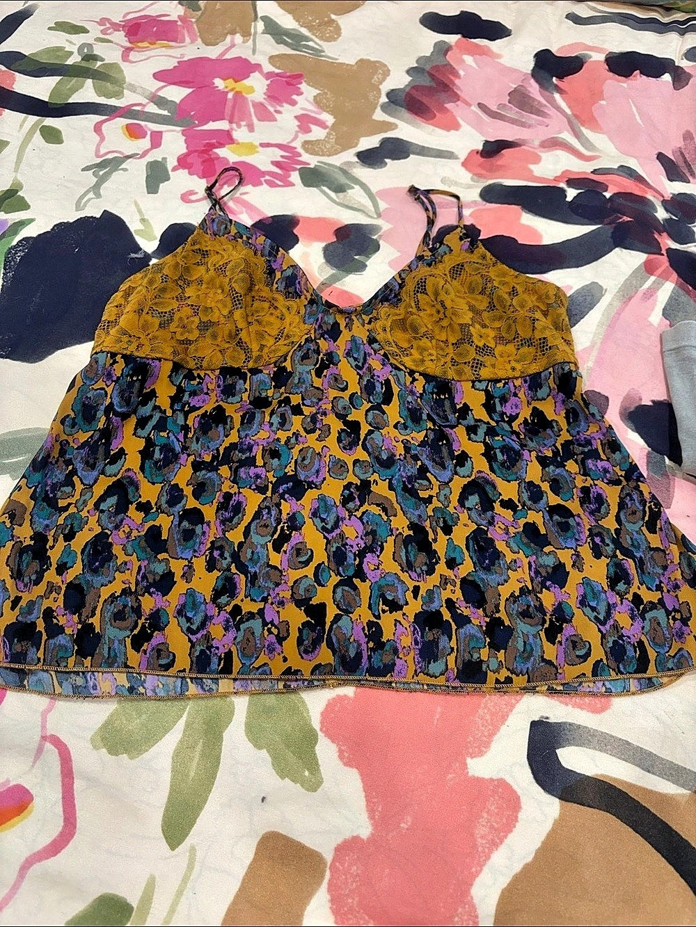 intimately Floral Lace Cami in Blue & Yellow